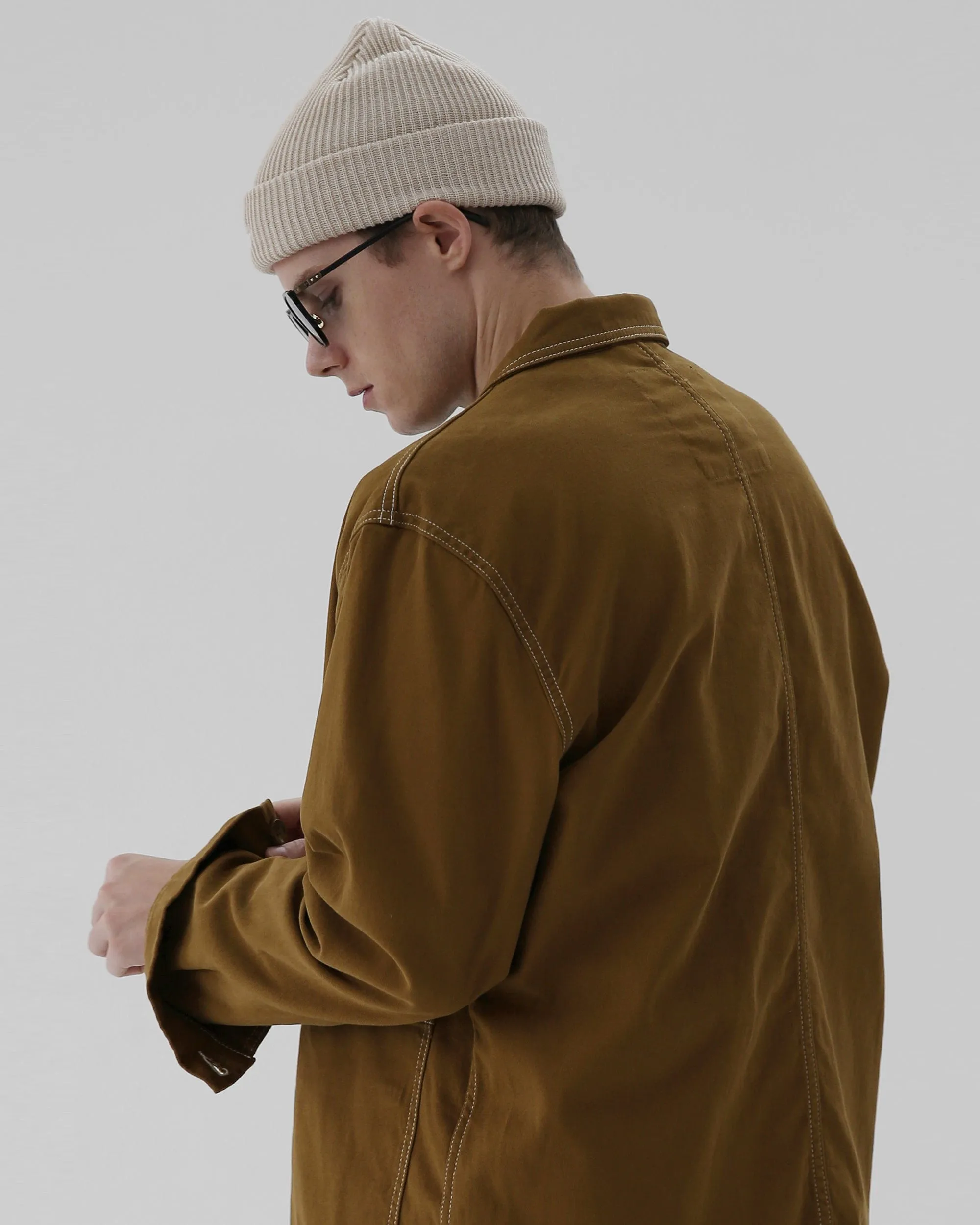 BEANIE / LONG TAIL / BOX LOGO / F OATMEAL
