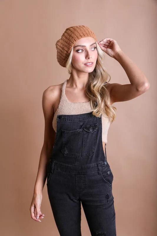 Boucle Rib Knit Berets Hat