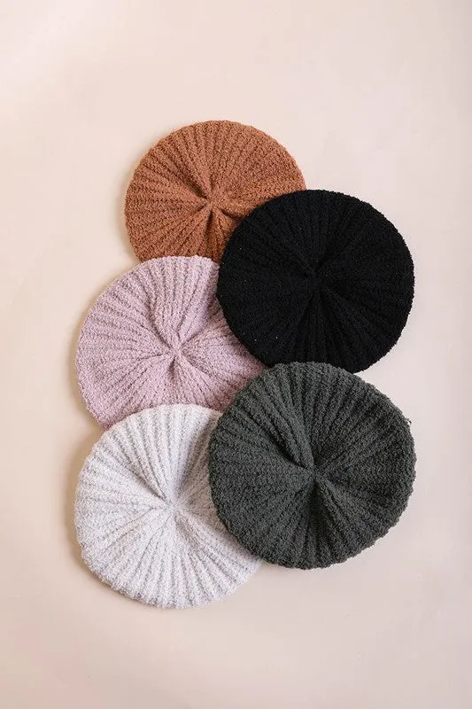 Boucle Rib Knit Berets Hat