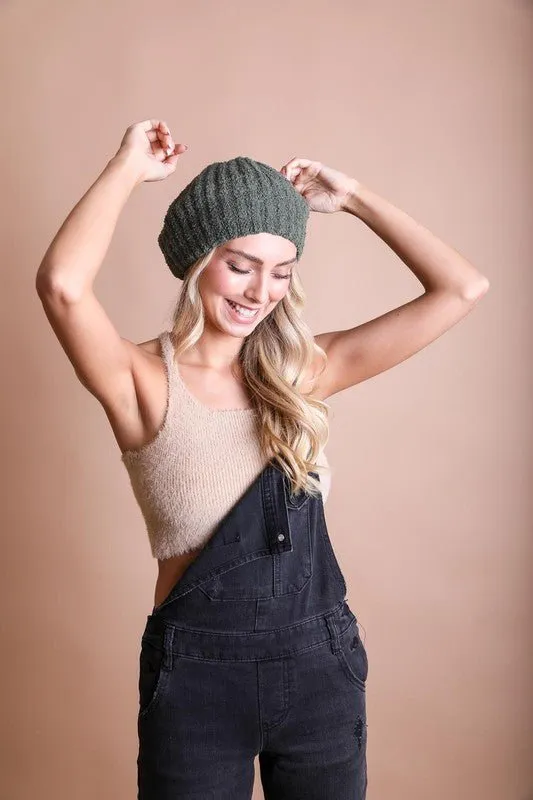 Boucle Rib Knit Berets Hat