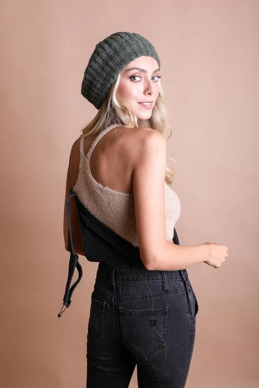 Boucle Rib Knit Berets Hat