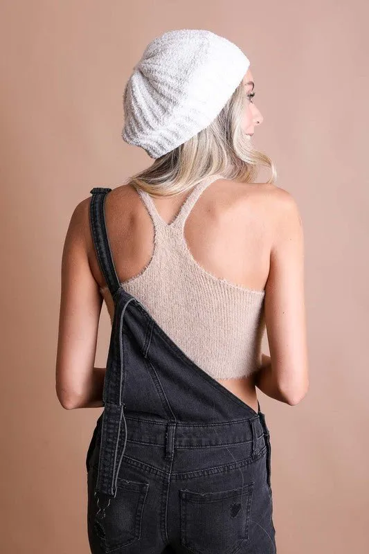 Boucle Rib Knit Berets Hat