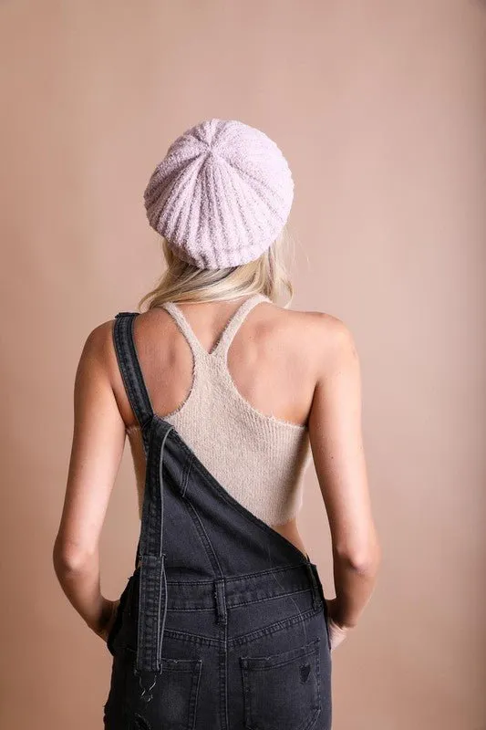 Boucle Rib Knit Berets Hat