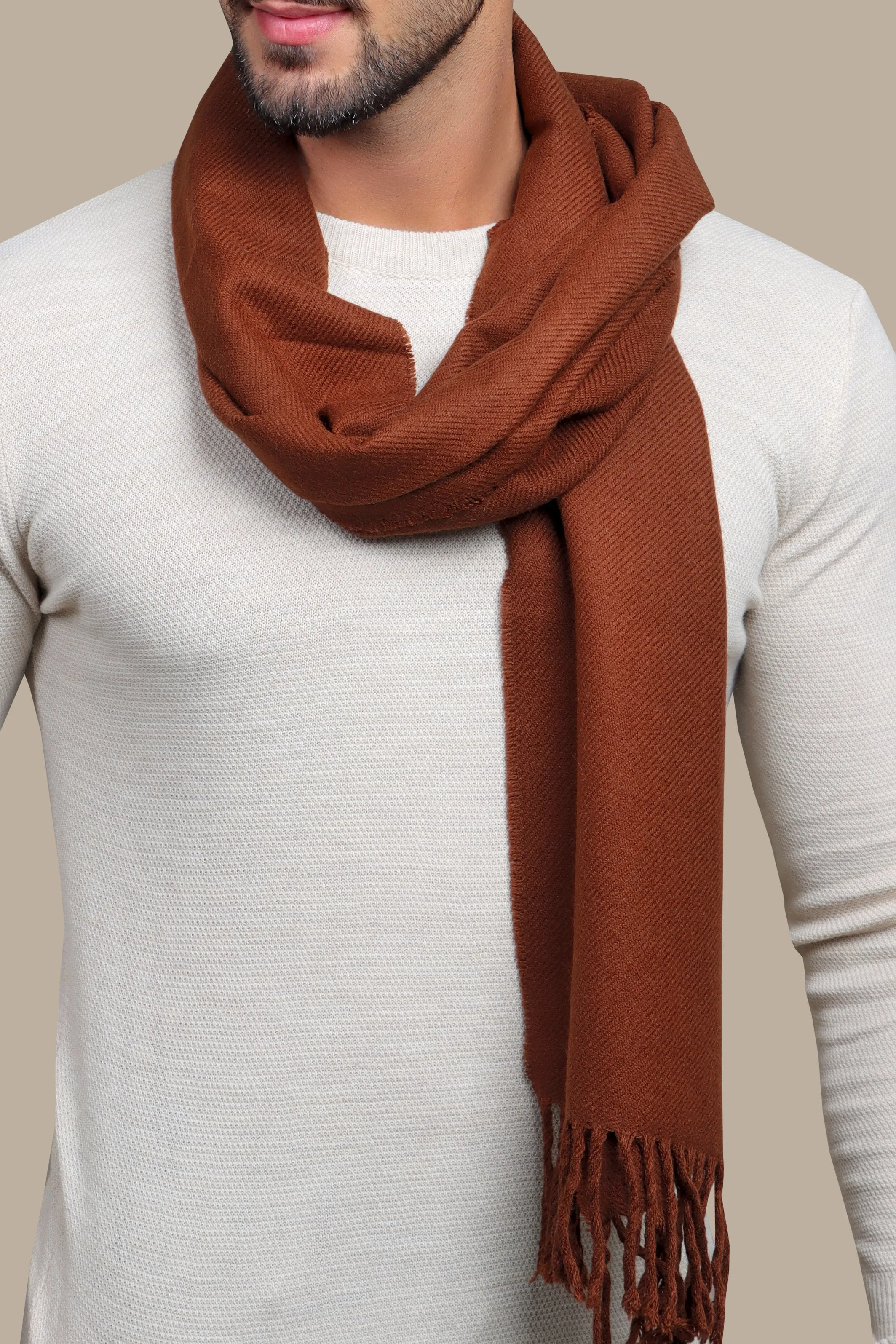 Brick Elegance: Classic Twill Wool Scarf