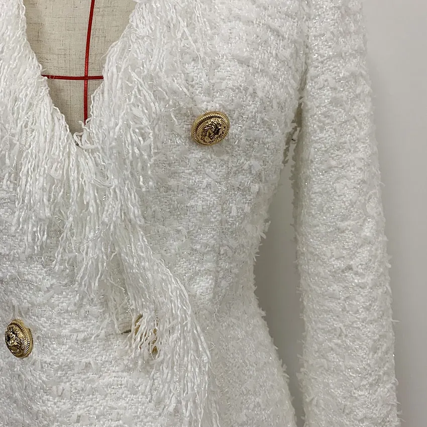 Designer Runway Long Sleeve High-end Tassel Dress