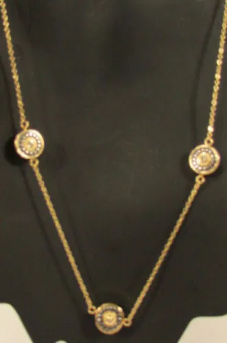 Gold Metal Chains Classic Circles Pendant 40" Long Necklace