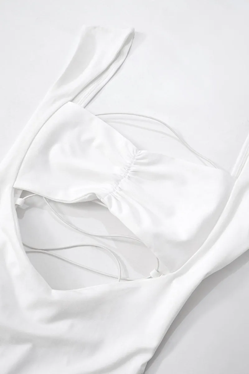 Hollow Sleeveless Back Bandage Ruched Mini Dress