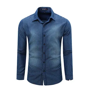 Mens Spring Blue White Stripe Shirts