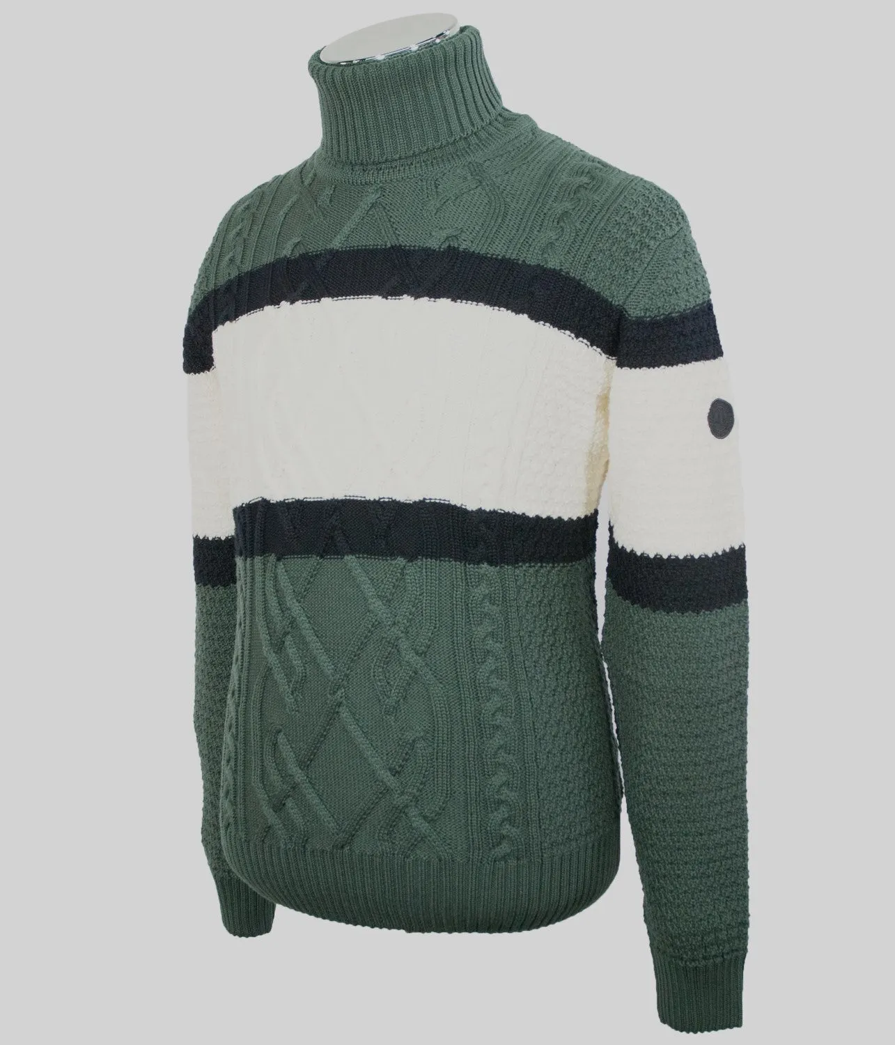 Multicolor Cable Knit Turtleneck