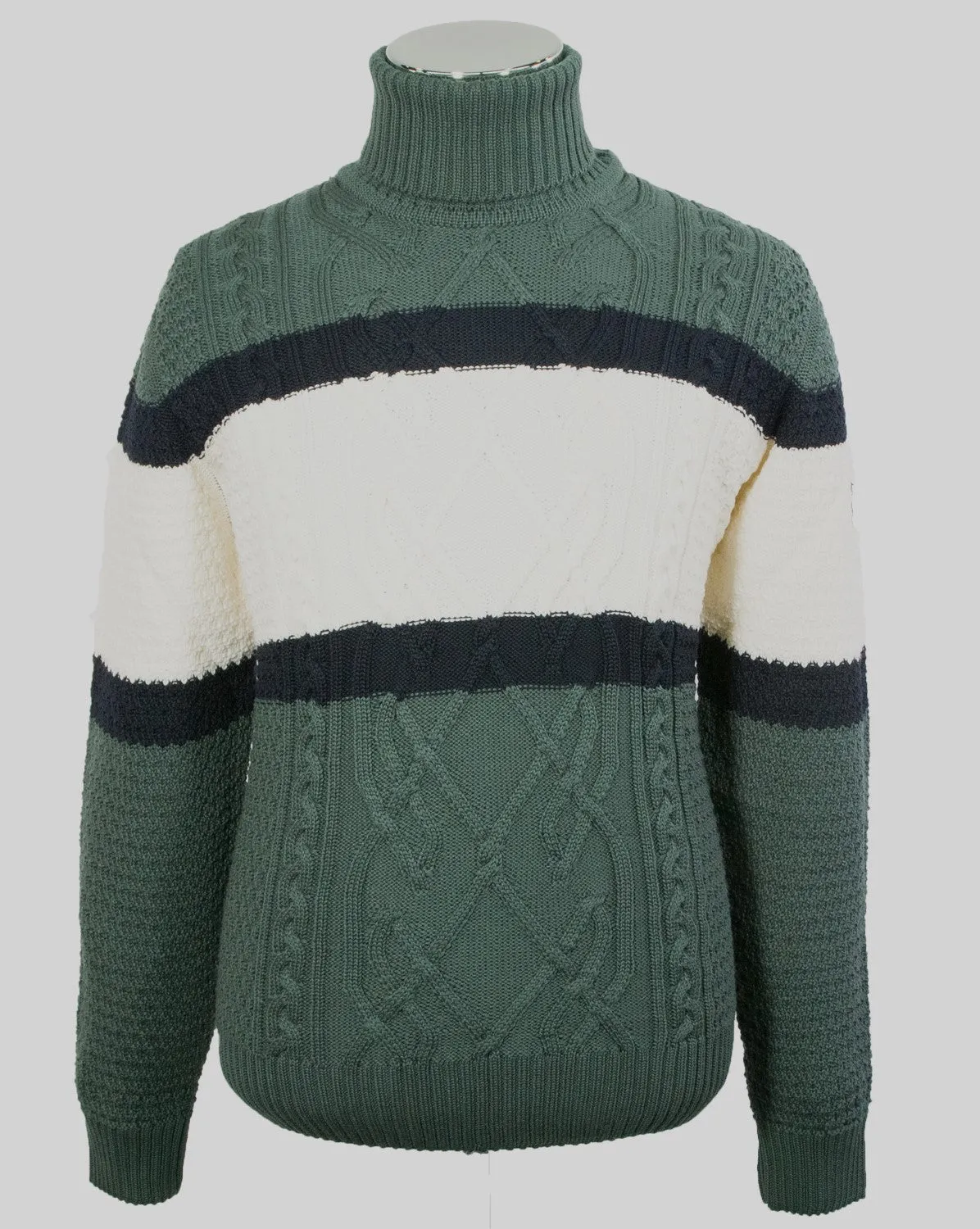 Multicolor Cable Knit Turtleneck