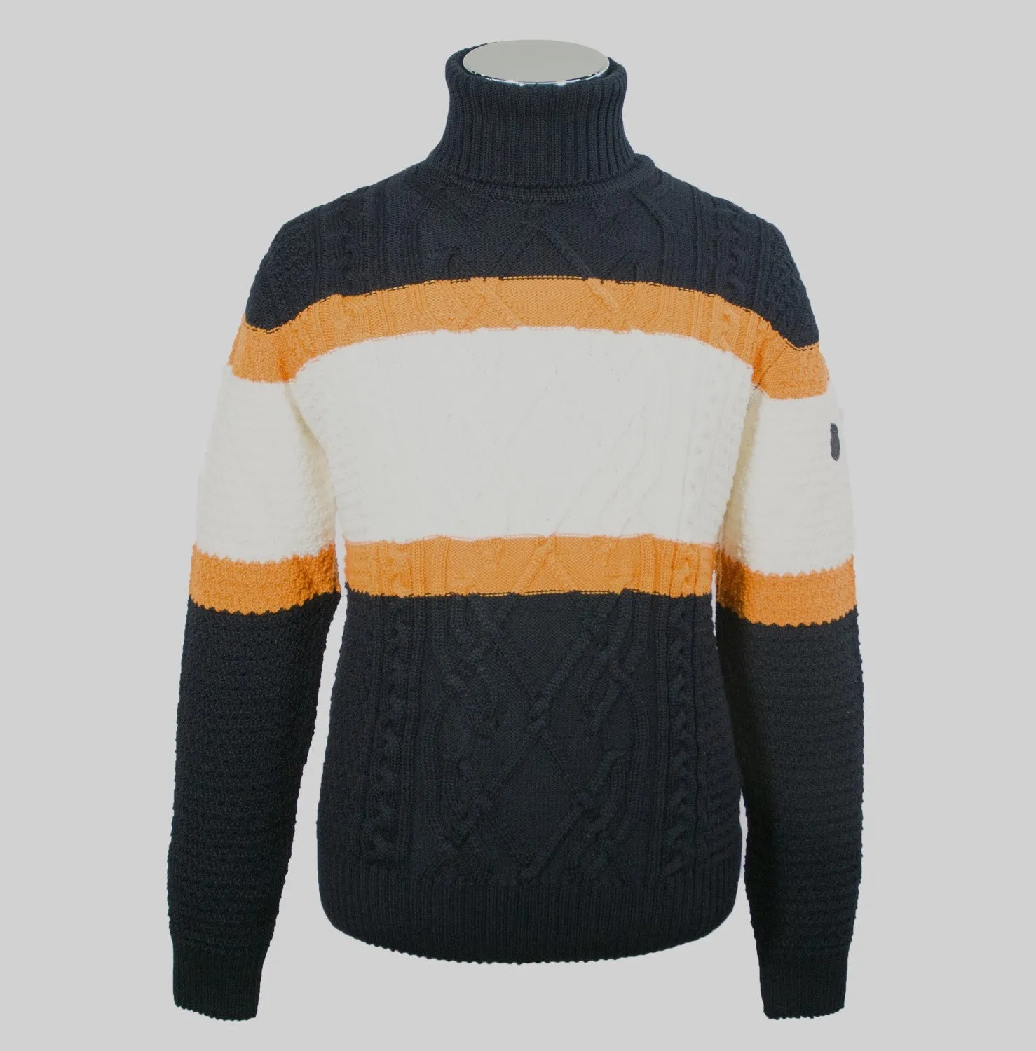 Multicolor Cable Knit Turtleneck