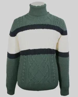 Multicolor Cable Knit Turtleneck