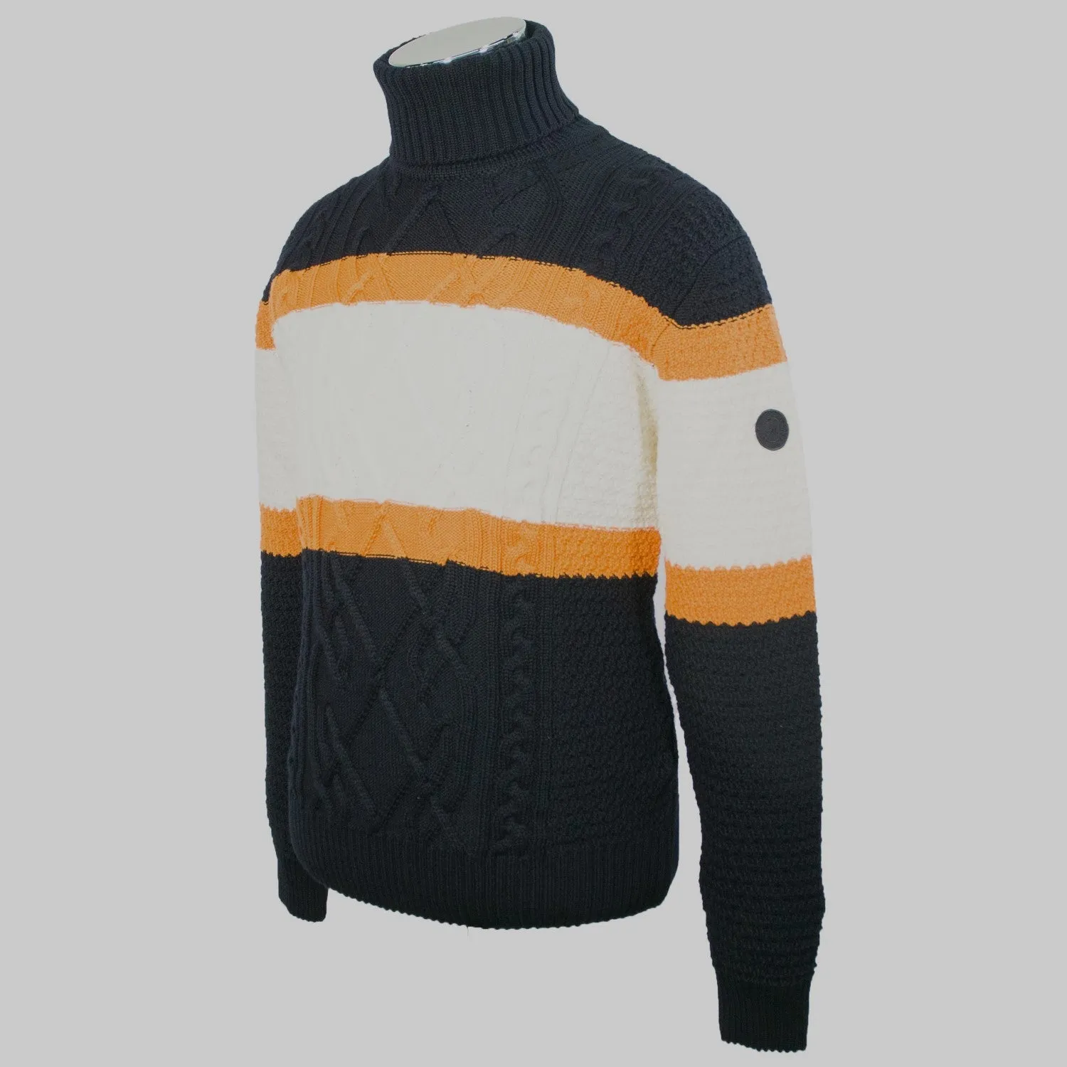 Multicolor Cable Knit Turtleneck