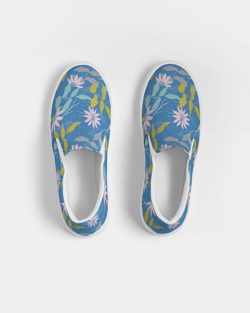 Parisian Blue Floral Women's Slip-On Canvas Shoe