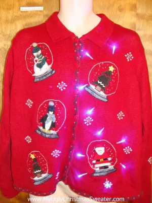 Snowglobe Themed Light Up Ugly Xmas Sweater