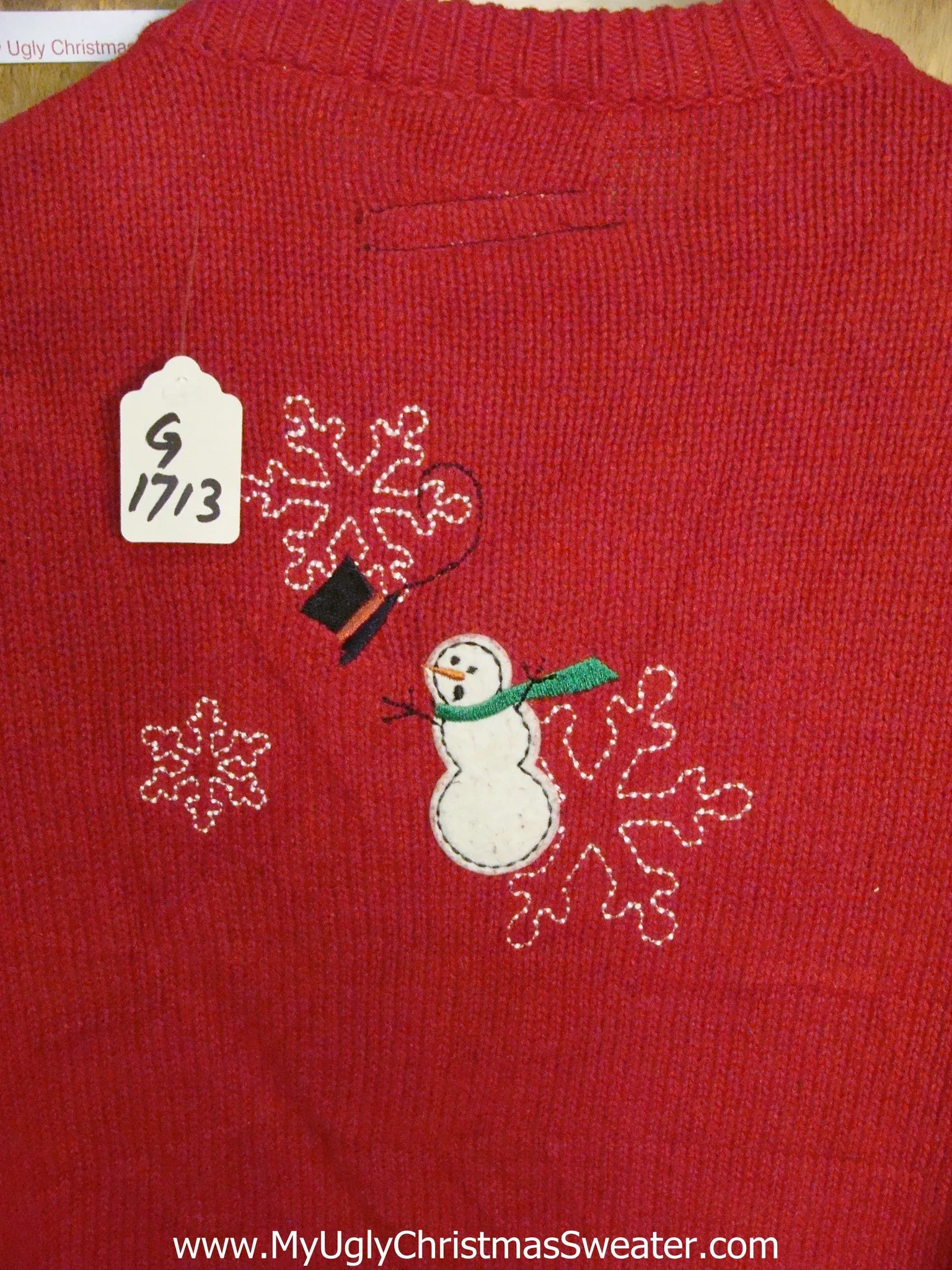 Snowmen in the Wing Red Light Up Ugly Xmas Sweater