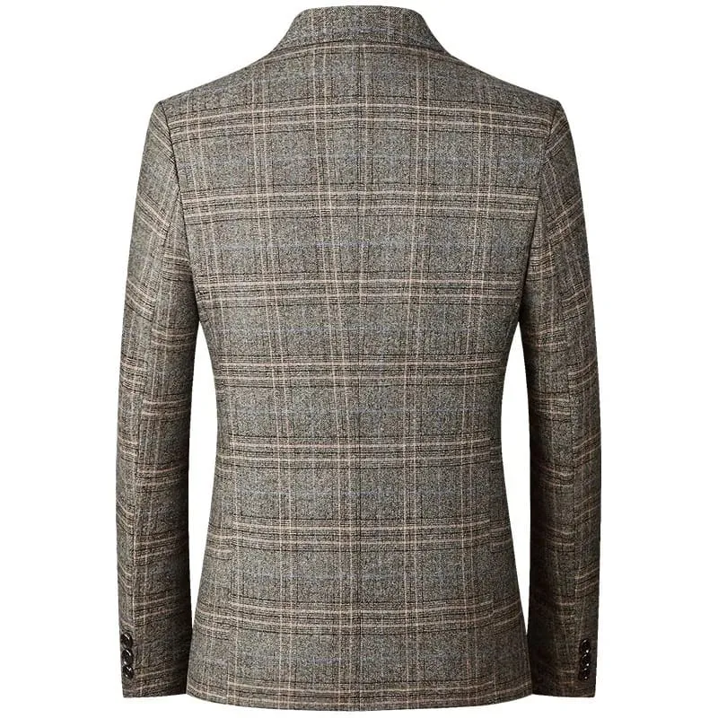 Stylish Checked Blazer for Men Casual Business In Spring and Autumn Men Blazer Trajes De Boda Para Hombre Completos - S4807271