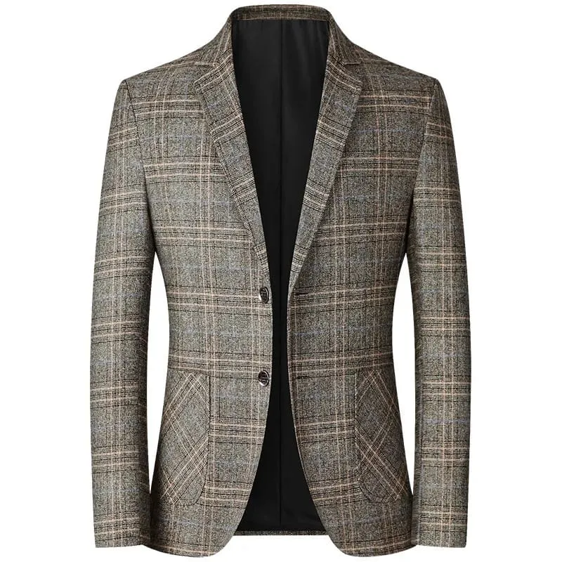 Stylish Checked Blazer for Men Casual Business In Spring and Autumn Men Blazer Trajes De Boda Para Hombre Completos - S4807271