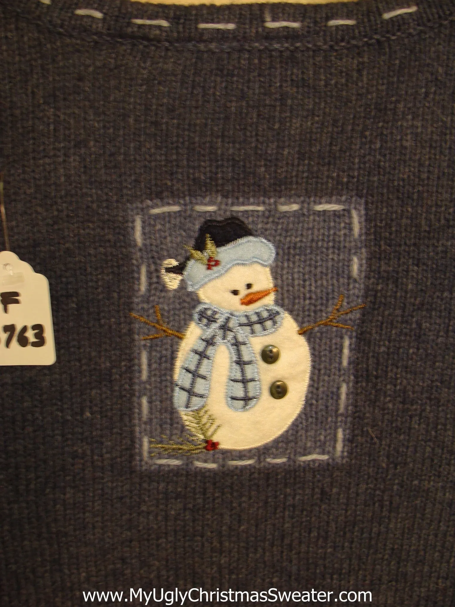 Tacky Blue Snowman Ugly Christmas Jumper